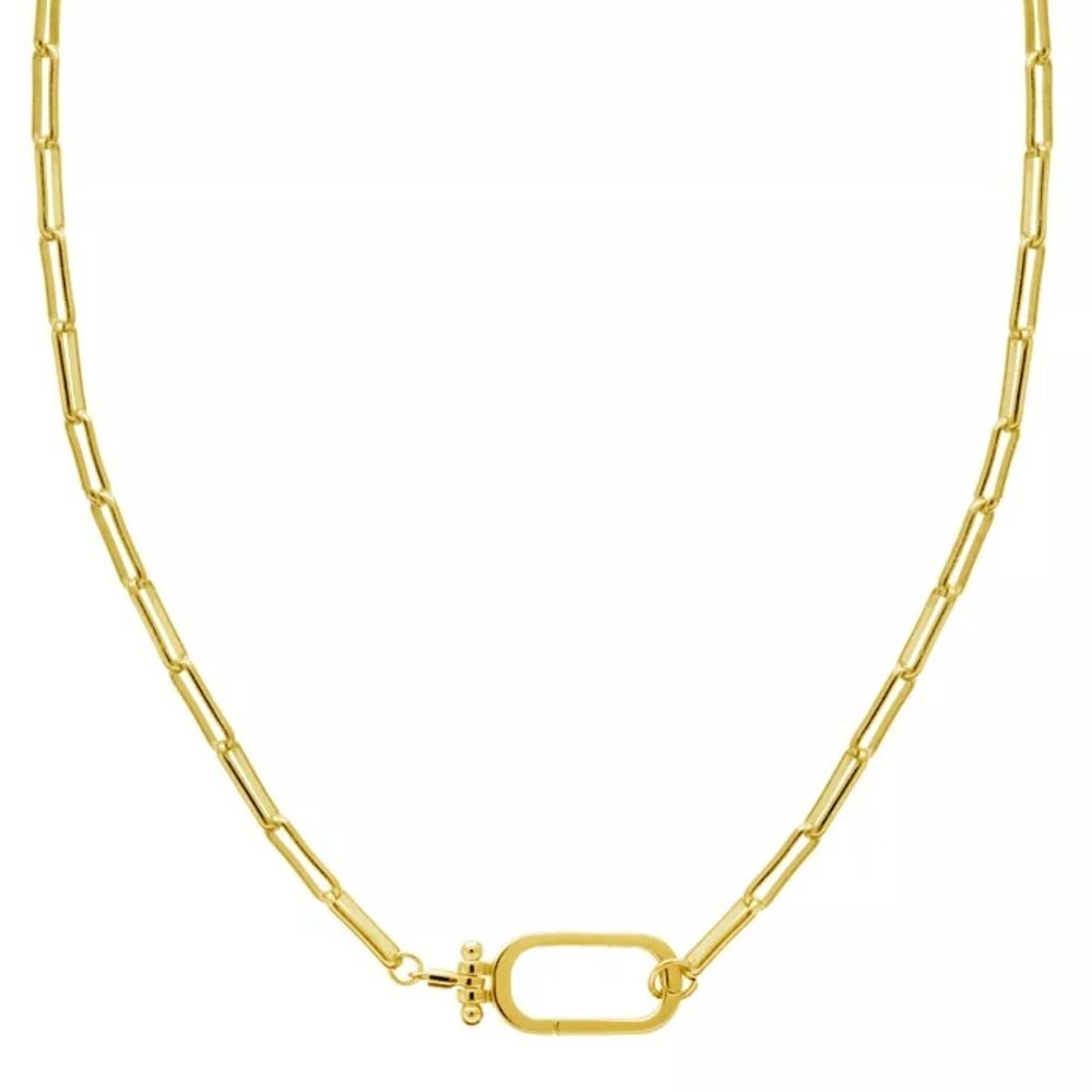 essentials Oblong Clip Chain with Snap Clasp Necklace in Gold-Tone NEW